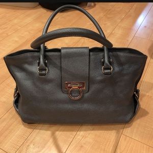 Authentic Ferragamo soft leather shoulder tote bag